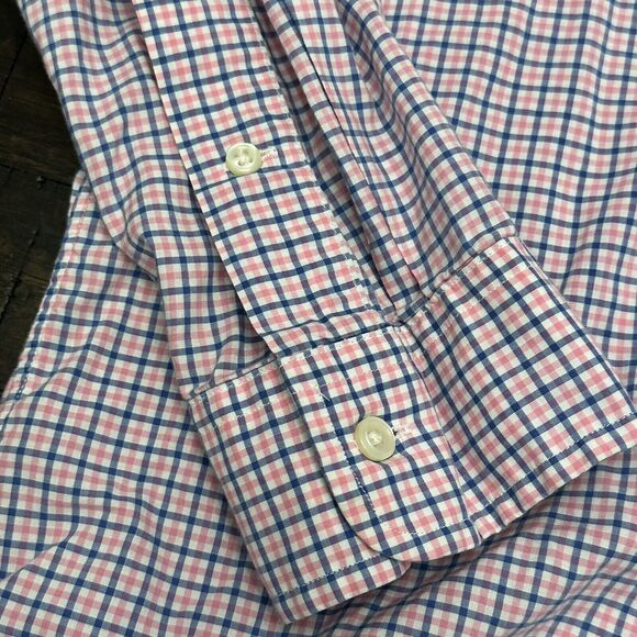Ralph‎ Lauren Men's Large Classic Fit Pink Blue Checks Button Shirt Long Sleeve - Picture 4 of 8